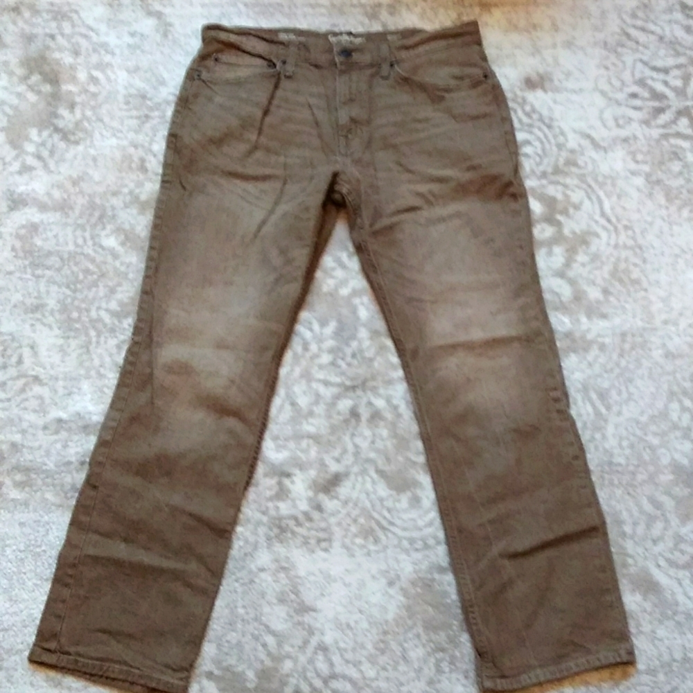 Goodfellow&Co Mens Total Flex Straight Men's Pants, Color:Sand, Size:34x32.